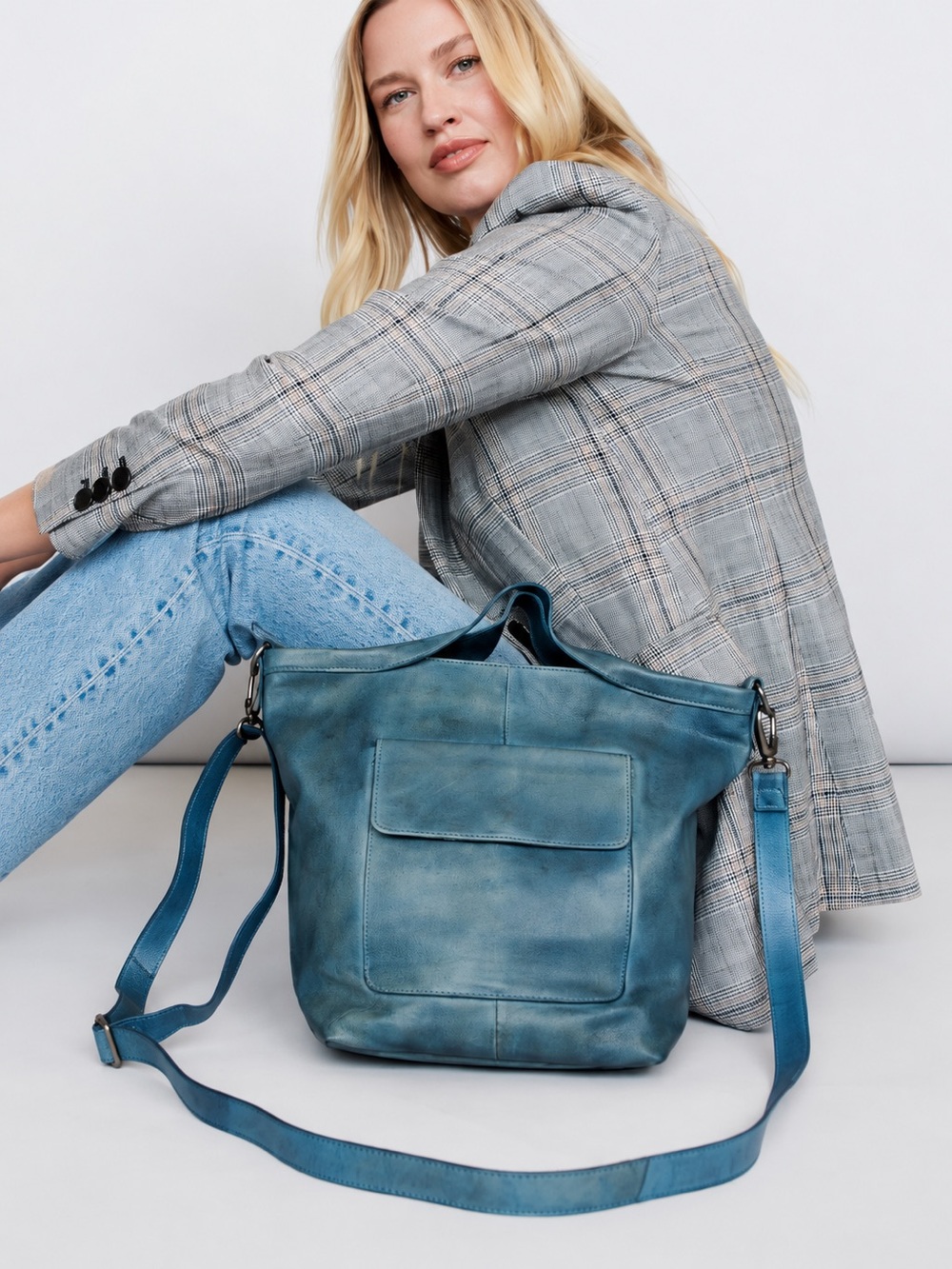 Latico Bianca Leather Crossbody Bag in Denim